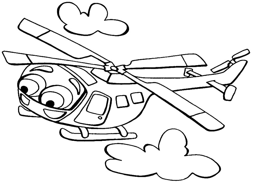 Вертолеты - картинки для разукрашивания