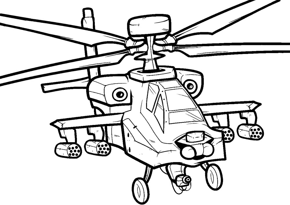 Черно-белые картинки вертолеты для раскрашивания
