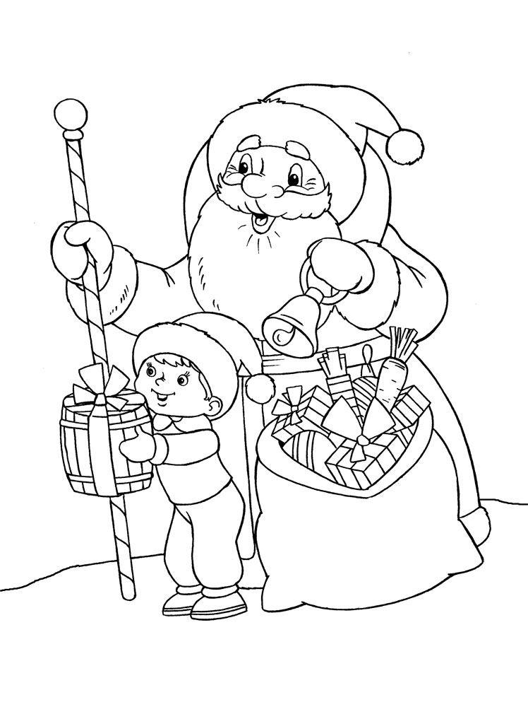 Дед Мороз раскраски для малышей