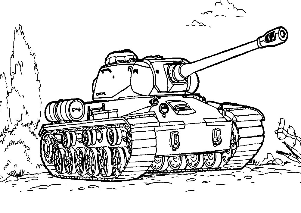Черно-белые картинки танки для раскрашивания