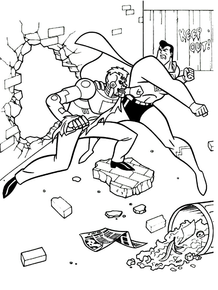 Черно-белые картинки Супермен для раскрашивания