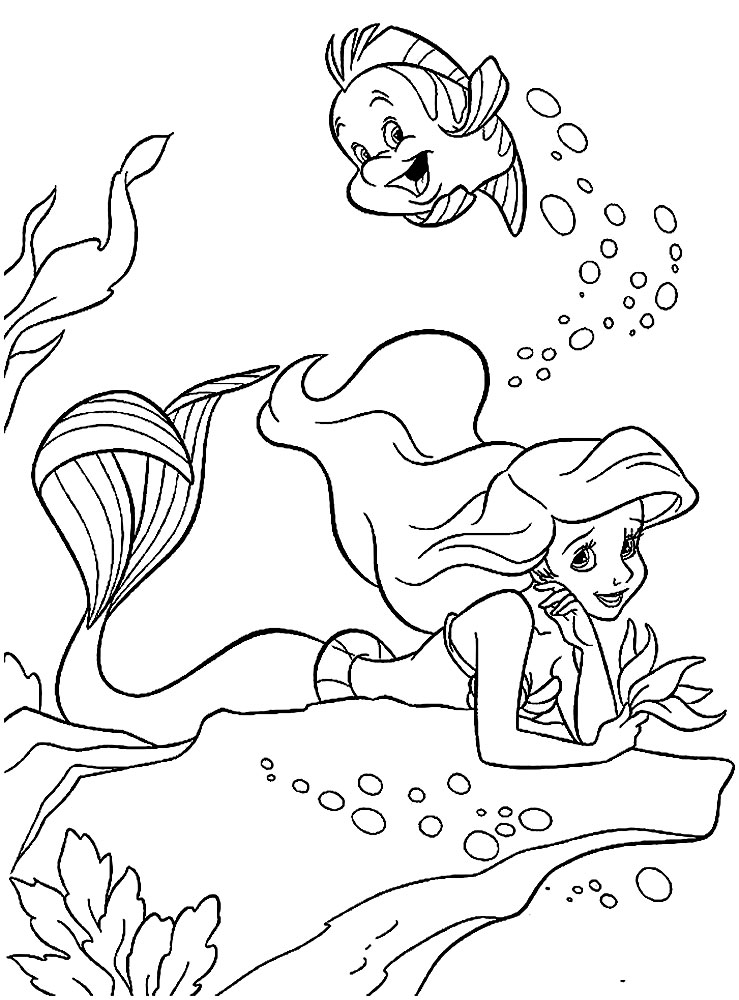 Картинки для раскрашивания с русалочкой Ариэль