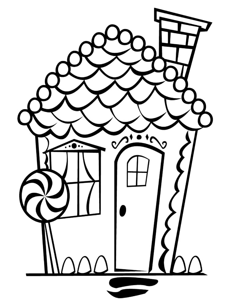 Раскраски для детей пряничный домик